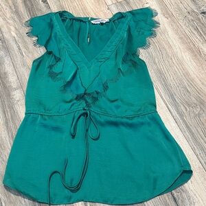 Rebecca Taylor Teal Ruffle Blouse